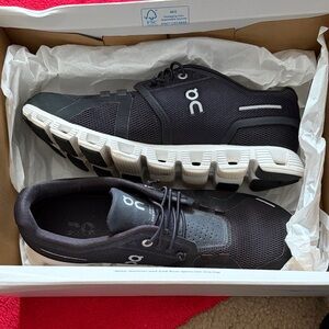 On Women's Black and White Cloud Sneakers -7.5